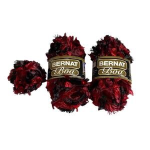 Bernat Boa Yarn Red Black Ombre Cardinal Eyelash 50g 71yds NWT DISCONTINUED